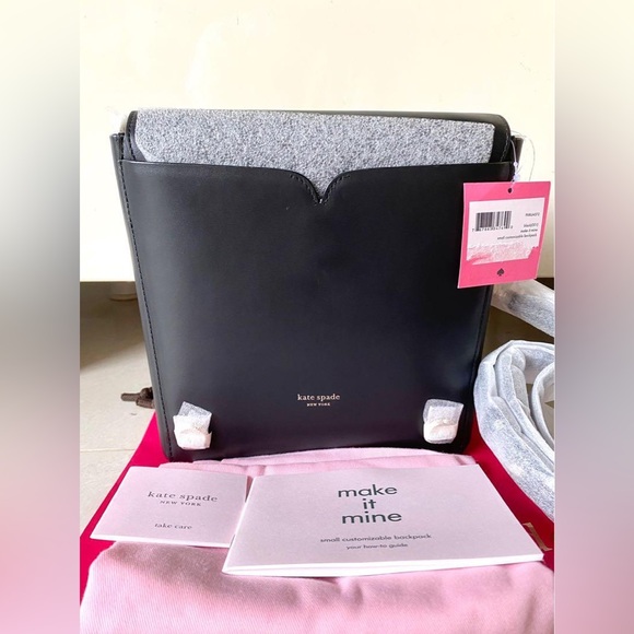 Kate Spade Black Leather ‘Make It Mine’ BACKPACK/CROSSBODY CUSTOMIZABLE LOCK EUC - Picture 11 of 17